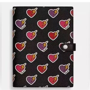 NWT ❤️⚡️💜 Coach Notebook In Signature Canvas With With Heart Bolt Print